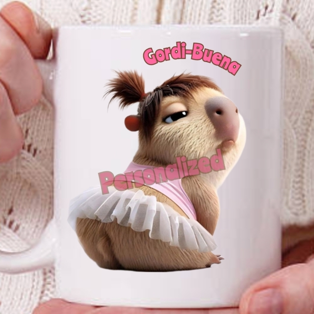 Sexy Capybara Cup Mug with Pink Tutu